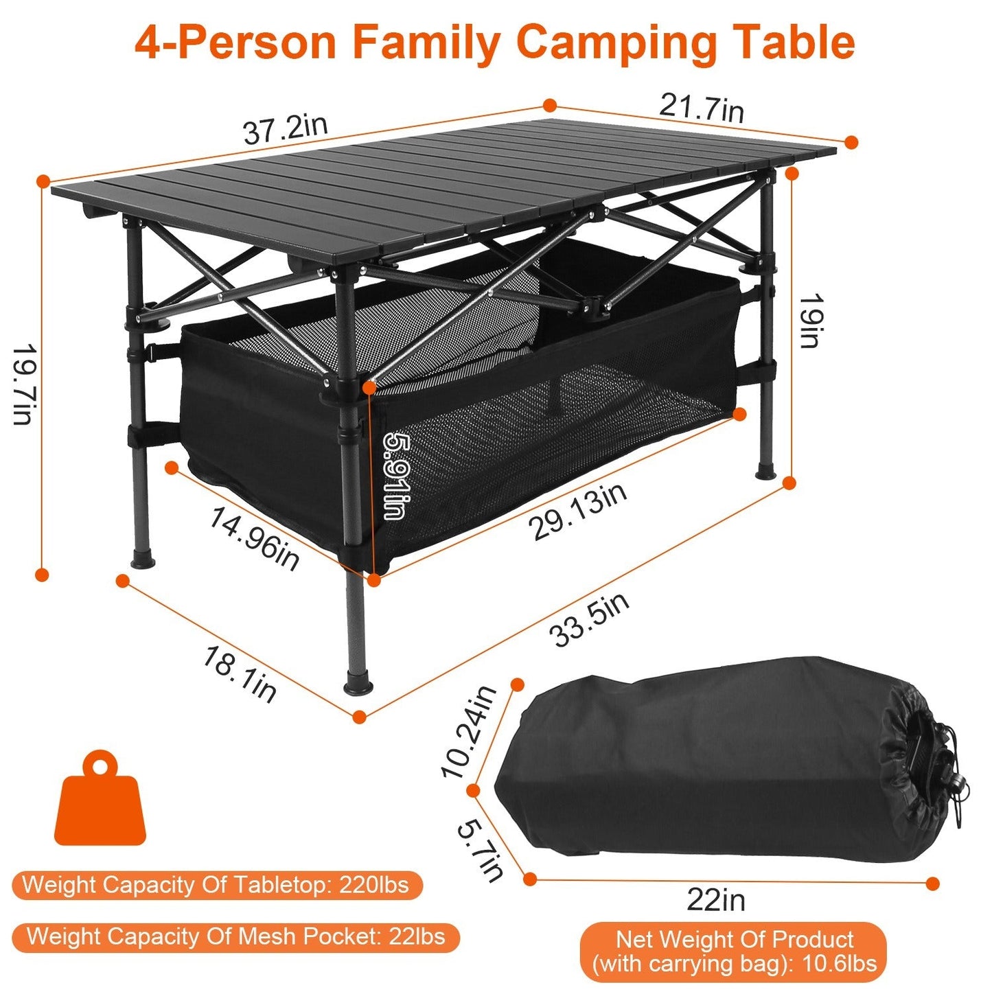 VEVOR Folding Camping Table – Lightweight, Sturdy & Perfect for Outdoor Adventures