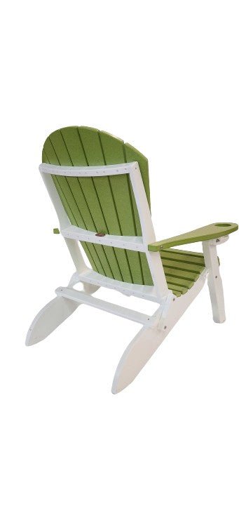 Vibrant pink and teal Adirondack chair with built-in cup holders, offering a bold and stylish touch to any outdoor space.