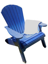 Vibrant pink and teal Adirondack chair with built-in cup holders, offering a bold and stylish touch to any outdoor space.