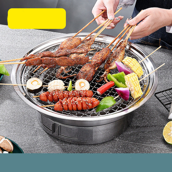 Portable Stainless Steel Charcoal BBQ Grill – Korean-Style Non-Stick Barbecue Stove