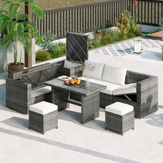 6-Piece Outdoor PE Rattan Sofa Set – Stylish, Comfortable & Weather-Resistant