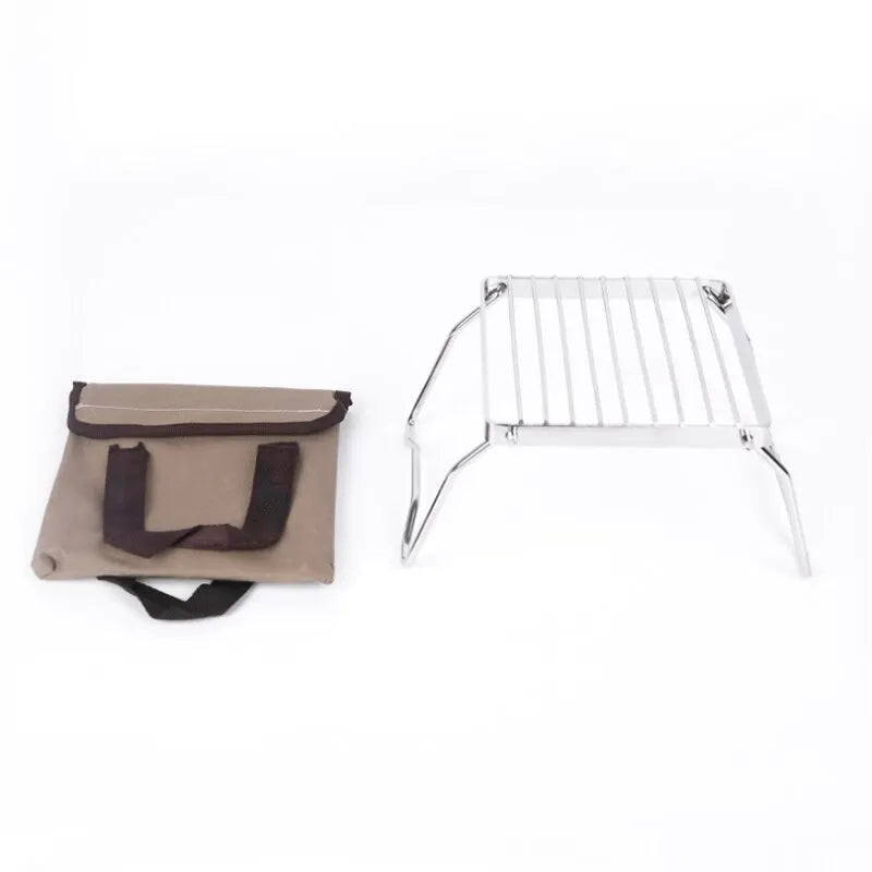 Portable Folding Stainless Steel Stove Holder – Compact & Durable for Camping & Outdoor Cooking