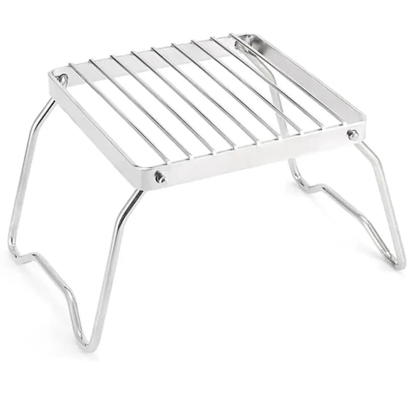 Portable Folding Stainless Steel Stove Holder – Compact & Durable for Camping & Outdoor Cooking