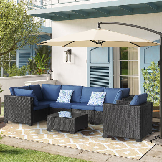 7-Piece Outdoor Patio Furniture Set | Sectional Conversation Set for Balcony