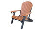 Vibrant pink and teal Adirondack chair with built-in cup holders, offering a bold and stylish touch to any outdoor space.